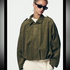 Zara Suede Effect Bomber Jacket